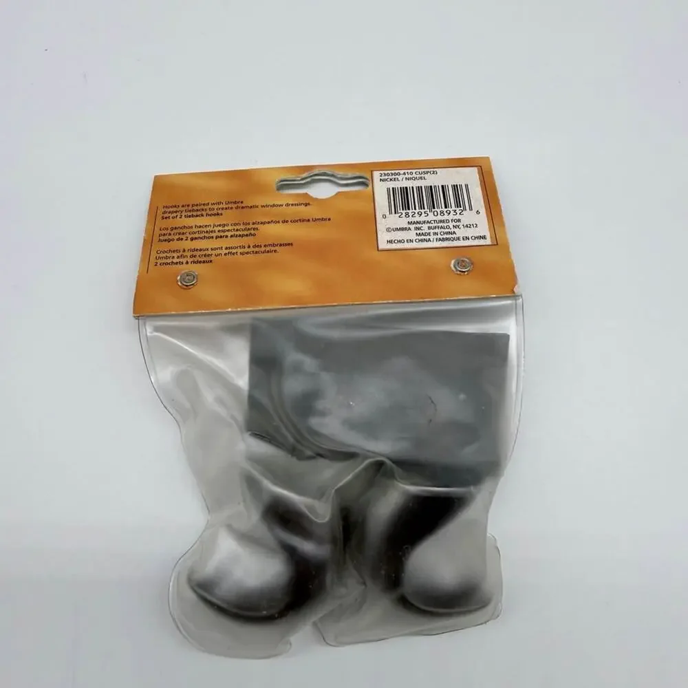 NEW 2-Pack Umbra Cusp Nickel Drapery Tieback Hooks